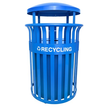 Ex-Cell Kaiser 37-Gal. Receptacle W/ Canopy - Recycle Blue RC-SCD2633 RBL